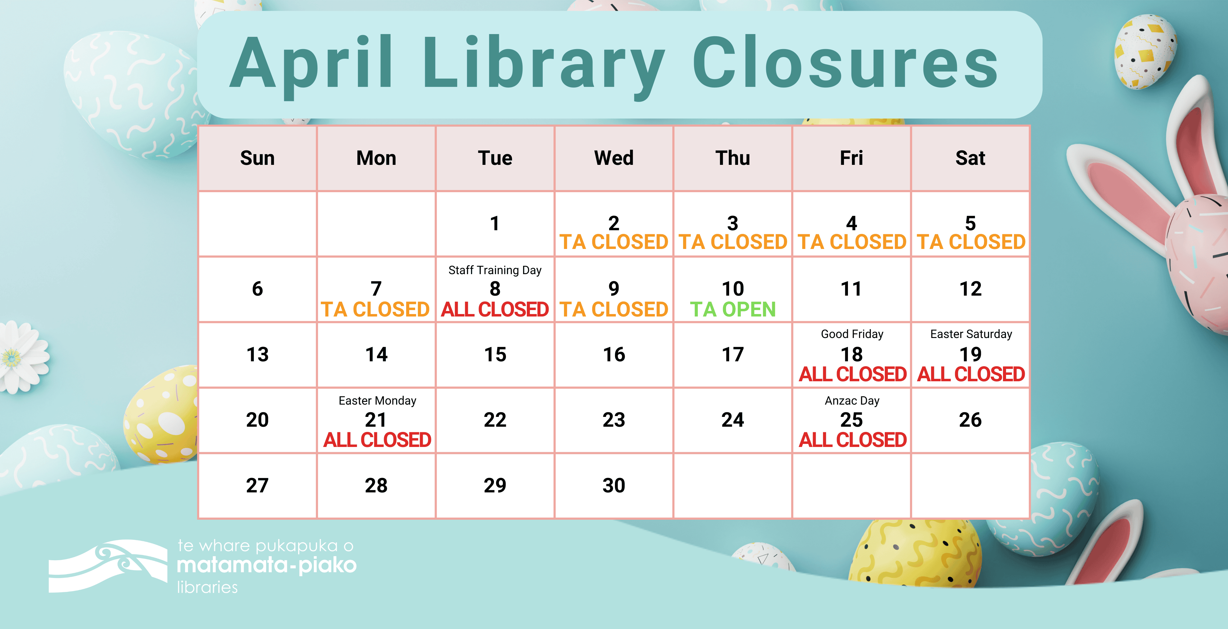 April Library Closures